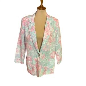 Vtg 80s pastel floral blazer